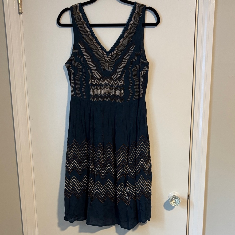 Anthropologie Meadow Rue Navy Blue Sleeveless Dress